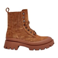 Botki Trapery Damskie Sznurowane Camel Gordts brązowe. Brązowe botki damskie za kostkę, bez zapięcia. Za 182.49 zł.