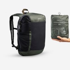 Plecak Forclaz Travel składany 25 l wodoodporny. Szare plecaki męskie FORCLAZ, bez wzorów, z materiału, sportowe. Za 99.99 zł.