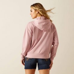 Damska bluza z kapturem zapinana na zamek Ariat Breeze. Czerwone bluzy damskie Ariat, bez wzorów, z dresówki, sportowe, bez ramiączek, z kapturem. Za 445.00 zł.