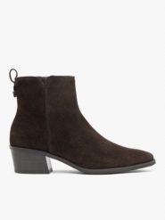 Brązowe welurowe botki. Brązowe botki damskie Ryłko, bez wzorów, ze skóry, eleganckie, bez obcasa, na obcasie, bez zapięcia. Za 549.99 zł.