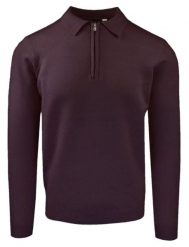 Męski, Lekki Sweter z Wiskozy z Kołnierzykiem Polo - Brave Soul - Bordo. Czerwone swetry męskie Brave Soul, l, bez wzorów, z poliamidu, bez kołnierzyka, bez ramiączek. Za 119.00 zł.