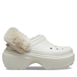 Klapki Crocs. Brązowe klapki damskie Crocs, bez wzorów, bez obcasa, bez zapięcia. Za 269.99 zł.