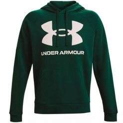 Bluza męska Under Armour Rival Fleece Big Logo HD. Zielone bluzy sportowe męskie Under Armour, m, bez wzorów, bez kaptura, do biegania. Za 184.89 zł.