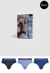 Slipy Mężczyzna EMPORIO ARMANI CONNECTED 3 PACK BRIEF. Niebieskie slipki męskie Emporio Armani Connected, m, bez wzorów, z bawełny. Za 138.20 zł.