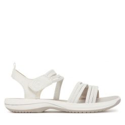 Sandały Jana. Białe sandały damskie Jana, bez wzorów, bez obcasa, na płaskiej podeszwie, bez zapięcia. Za 189.99 zł.