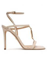 Elisabetta Franchi Sandały SA07B61E2 Écru. Sandały damskie Elisabetta Franchi, bez wzorów, ze skóry, bez obcasa, na szpilce, bez zapięcia. Za 3,369.00 zł.