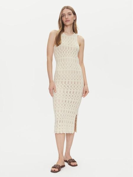 Vero Moda Sukienka letnia Fabienne 10317250 Beżowy Slim Fit. Brązowe sukienki damskie Vero Moda, na lato, xs, bez wzorów, z syntetyku, bez kołnierzyka, bez ramiączek. Za 129.99 zł.