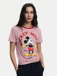 Desigual T-Shirt Mickey 25SWTKAI Czerwony Regular Fit. Czerwone t-shirty damskie Desigual, l, bez wzorów, z bawełny, bez kołnierzyka, bez ramiączek. Za 119.99 zł.