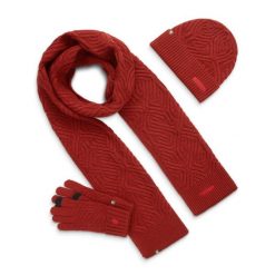 Zestaw czapka, szalik i rękawiczki Fitness Siroko Triad Pumpkin Red. Czerwone czapki damskie SIROKO, bez wzorów, z materiału. Za 106.00 zł.