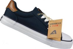American Club Tenisówki młodzieżowe American Club czarne DLH-78NA 37. Czarna trampki męskie American CLUB, bez wzorów, młodzieżowe, bez zapięcia. Za 72.00 zł.