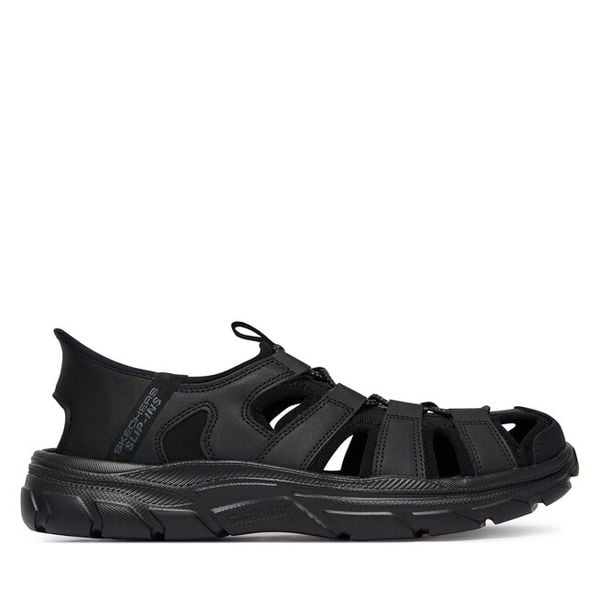 Sandały Skechers. Czarne sandały męskie Skechers, bez wzorów, bez zapięcia. Za 236.99 zł.