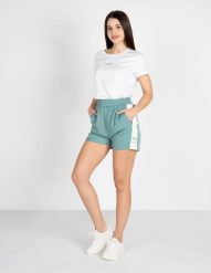 Pinko Szorty "Allagare" | 1V10QJ Y816 | Allagare Shorts | Kobieta | Biały, Zielony. Białe szorty damskie Pinko, bez wzorów, z poliesteru. W wyprzedaży za 149.00 zł.