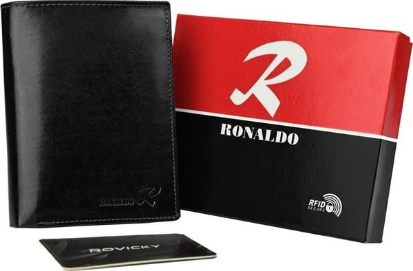 Ronaldo Pojemny, pionowy portfel męski z połyskującej skóry naturalnej Ronaldo NoSize. Portfele męskie RONALDO, bez wzorów, ze skóry. Za 123.77 zł.