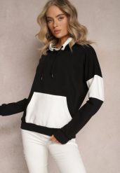 Czarna Bawełniana Bluza z Kapturem i Ściągaczami Adikona. Czarne bluzy damskie Renee, bez wzorów, z bawełny, casualowe, bez ramiączek, z kapturem. Za 79.99 zł.