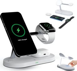 ŁADOWARKA INDUKCYJNA 5W1 MAGSAFE QI 15W IPHONE 16 15 14 13 12, LAMPKA NOCNA SMARTWATCH AIRPODS REAGLE. Zegarki smartwatch Reagle, bez wzorów. Za 226.92 zł.