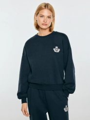 Bluza damska z haftem granatowa fotyna 403. Niebieskie bluzy damskie BIG STAR, l, bez wzorów, z dzianiny, retro, bez ramiączek, bez kaptura. Za 199.99 zł.