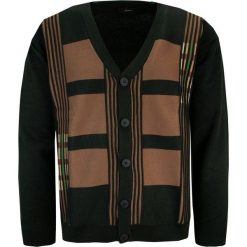 Kardigan, Sweter Czarno-Brązowy Zapinany na Guziki, Elegancki -MAX SHELDON. Brązowe swetry męskie Max Sheldon, l, bez wzorów, z bawełny, casualowe, bez kołnierzyka, bez ramiączek. Za 195.00 zł.