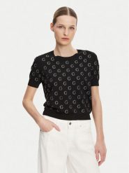 Guess Sweter W5GR05 Z3D60 Czarny Regular Fit. Czarne swetry nierozpinane damskie Guess, l, z aplikacjami, z wiskozy, bez kołnierzyka, bez ramiączek. Za 239.99 zł.