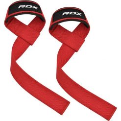 Paski do podnoszenia ciężarów RDX W1 Weight Training Wrist Straps. Czerwone paski damskie RDX SPORTS, bez wzorów. Za 49.99 zł.