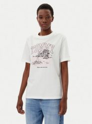Tommy Jeans T-Shirt Tonal Tropics DW0DW21343 Écru Relaxed Fit. T-shirty damskie Tommy Jeans, s, bez wzorów, z bawełny, bez kołnierzyka, bez ramiączek. Za 109.99 zł.