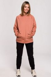 Bluza z kapturem kangurek ceglasta bawełna premium. Czerwone bluzy damskie Sukienki.shop, l, bez wzorów, z bawełny, bez ramiączek, z kapturem. W wyprzedaży za 195.00 zł.