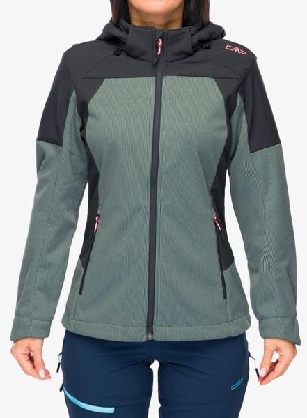 Kurtka softshell damska CMP Larisa. Niebieskie kurtki sportowe damskie CMP, m, bez wzorów, z materiału, bez ramiączek, bez kaptura, trekkingowe. Za 344.50 zł.
