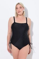 Damski Strój kąpielowy uniwersalny miękkie miseczki odpinane ramiączka. Czarne stroje kąpielowe damskie Ulla Popken, plus size, bez wzorów, z elastanu. Za 211.99 zł.