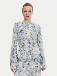 Guess Bluzka W5GH0T WHAD2 Niebieski Regular Fit. Niebieskie bluzki damskie Guess, l, z aplikacjami, z syntetyku, bez kołnierzyka, bez ramiączek. Za 329.99 zł.