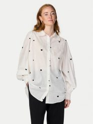 YAS Koszula Heart 26027777 Biały Regular Fit. Białe koszule damskie YAS, bez wzorów, z bawełny, bez kołnierzyka, bez ramiączek. Za 169.99 zł.