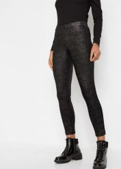 Legginsy z połyskiem. Czarne legginsy damskie bonprix, bez wzorów. Za 82.99 zł.