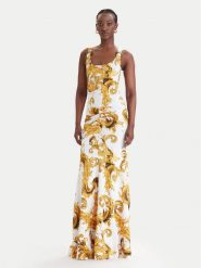 Versace Jeans Couture Sukienka codzienna 80HAO970 JS550 Biały Slim Fit. Białe sukienki damskie Versace Jeans Couture, na co dzień, bez wzorów, z bawełny, bez kołnierzyka, bez ramiączek, proste. Za 1,809.00 zł.