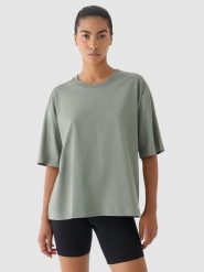 4F T-shirt oversize damski 4F x Anna Lewandowska - khaki L. Brązowe t-shirty damskie 4F, l, bez wzorów, z bawełny, klasyczne, bez kołnierzyka, bez ramiączek. W wyprzedaży za 59.99 zł.