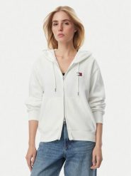 Tommy Jeans Bluza Badge DW0DW23529 Kremowy Regular Fit. Białe bluzy damskie Tommy Jeans, xs, bez wzorów, z bawełny, bez ramiączek, bez kaptura. Za 381.99 zł.