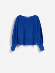 Sweter z dodatkiem wełny - niebieski. Niebieskie swetry nierozpinane damskie Reserved, l, bez wzorów, z dzianiny, bez kołnierzyka, bez ramiączek. Za 129.99 zł.
