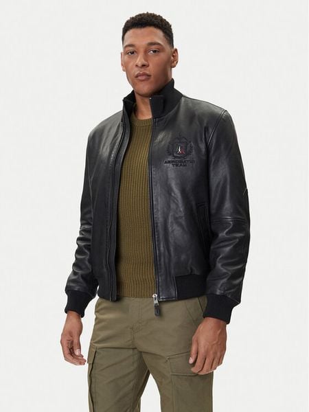 Aeronautica Militare Kurtka skórzana 252PN0959UPL00303 Czarny Regular Fit. Czarne kurtki męskie Aeronautica Militare, m, bez wzorów, ze skóry, bez kaptura. Za 3,639.00 zł.