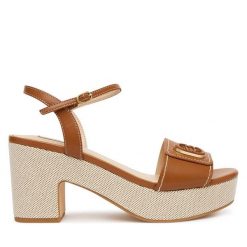 Sandały Liu Jo. Brązowe sandały damskie Liu Jo, bez wzorów, bez obcasa, na słupku, bez zapięcia. Za 559.99 zł.