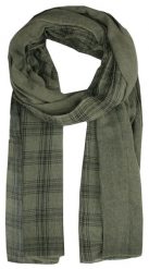 Lekki Wiosenno-Jesienny Szalik z Włóknami Konopnymi - ALTIES - Khaki, Kratka. Zielone szaliki męskie Alties, bez wzorów, z materiału. Za 59.00 zł.