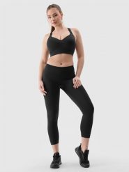 4F Legginsy treningowe z materiału z recyklingu damskie - czarne S. Czarne legginsy sportowe damskie 4F, l, bez wzorów, z dzianiny, do biegania. W wyprzedaży za 59.99 zł.