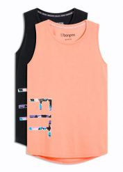 T-shirt funkcjonalny (2 szt.), szybko schnący. Czarne t-shirty damskie bonprix, bez wzorów, bez kołnierzyka, bez ramiączek. Za 107.99 zł.