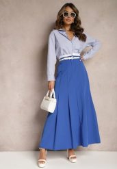 Niebieska Spódnica Długa Rozkloszowana High Waist Leoraia. Niebieskie spódnice damskie Renee, do pracy, m, bez wzorów, biznesowe, z podwyższonym stanem, maxi, rozkloszowane. Za 119.99 zł.