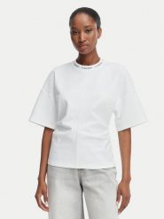 Calvin Klein Jeans T-Shirt LV047G235G Biały Regular Fit. Białe t-shirty damskie Calvin Klein Jeans, xs, bez wzorów, z jeansu, bez kołnierzyka, bez ramiączek. Za 369.99 zł.