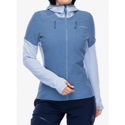 Bluza z kapturem damska La Sportiva Session Tech Hoody. Niebieskie bluzy damskie La Sportiva, na zimę, m, bez wzorów, sportowe, bez ramiączek, z kapturem. Za 576.99 zł.