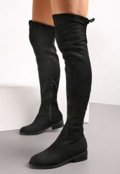 Czarne Kozaki za Kolano Zapinane na Suwak Calvina. Czarne kozaki damskie Renee, na jesień, bez wzorów, za kolano, bez obcasa, na płaskiej podeszwie, bez zapięcia. Za 139.99 zł.