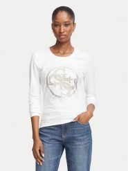 Guess Bluzka W6BI58 K7388 Biały Slim Fit. Białe bluzki damskie Guess, s, z aplikacjami, z bawełny, bez kołnierzyka, bez ramiączek. Za 234.99 zł.