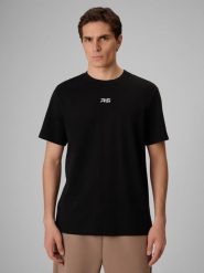 4F T-shirt regular gładki męski 4F x Robert Lewandowski - czarne M. Czarne koszulki sportowe męskie 4F, m, bez wzorów, z bawełny, bez ramiączek, na fitness i siłownię. Za 99.99 zł.