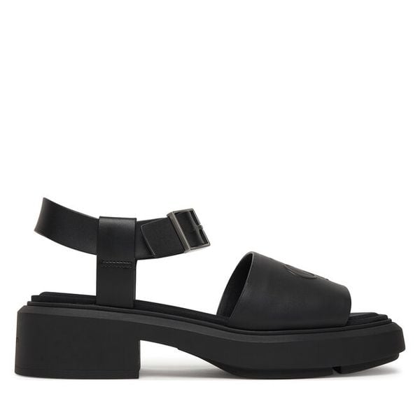 Sandały Calvin Klein. Czarne sandały damskie Calvin Klein, bez wzorów, bez obcasa, na płaskiej podeszwie, bez zapięcia. Za 317.99 zł.