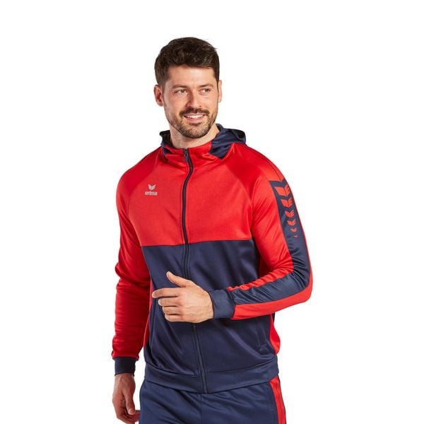 Kurtka treningowa z kapturem Erima Six Wings. Czerwone kurtki męskie Erima, xl, bez wzorów, sportowe, z kapturem. W wyprzedaży za 239.00 zł.