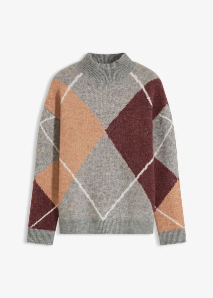 Sweter oversize. Szare swetry nierozpinane damskie bonprix, bez wzorów, bez kołnierzyka, bez ramiączek. Za 139.99 zł.