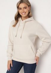 Ciemnobeżowa Bluza z Kapturem o Klasycznym Kroju z Polarową Wyściółką Venasira. Brązowe bluzy damskie Born2be, uniwersalny, bez wzorów, z jeansu, eleganckie, bez ramiączek, z kapturem. Za 69.99 zł.