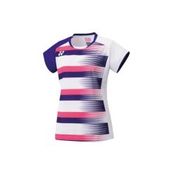 Koszulka tenisowa damska z krótkim rekawem Yonex VERY COOL. Białe bluzki damskie YONEX, s, bez wzorów, sportowe, bez kołnierzyka, bez ramiączek. Za 259.00 zł.